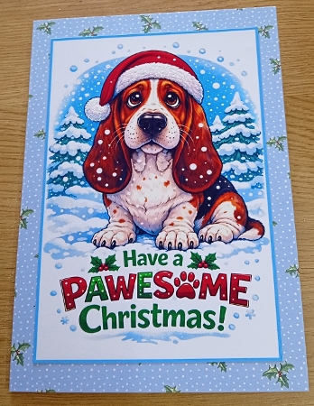 basset hound pawsome christmas by Margaret Scott