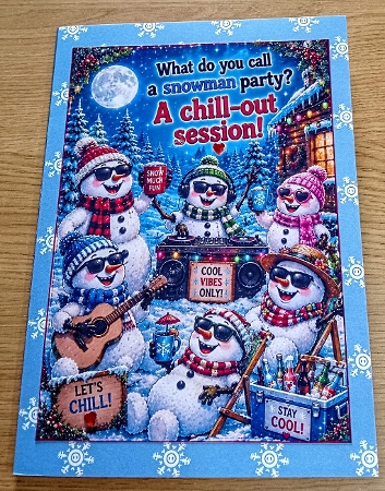 chillout snowman joke card by Margaret Scott