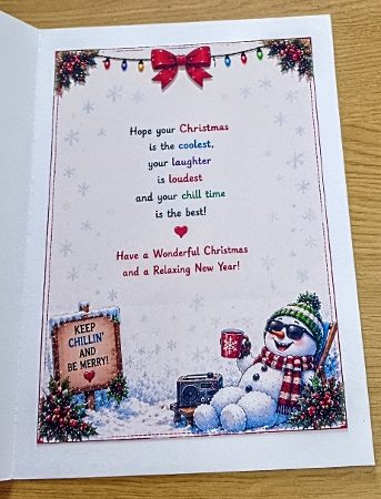 chillout snowman joke card by Margaret Scott