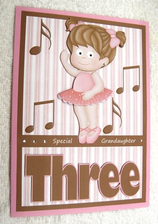 Three Today! Ballerina Birthday Card by Margaret Scott