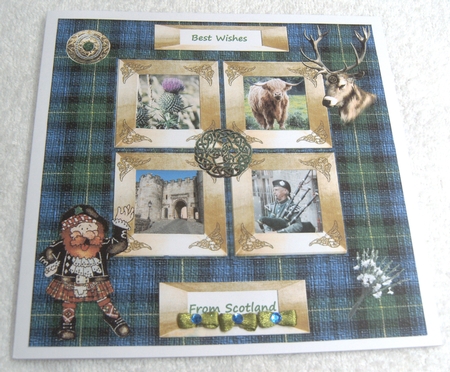 8"x8" Bonnie Scotland Green Tartan Memory Card or Scrapbook by Margaret Scott