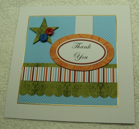 Polka and Stripes 1 - Thank You - Quick Card Front by Margaret Scott