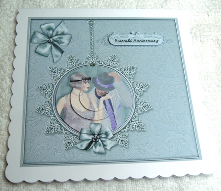 Emerald Wedding Anniversary Card Front with Circle Pyramage by Margaret Scott