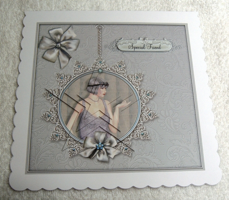 Vintage Lady Card Front with Star Pyramage by Margaret Scott