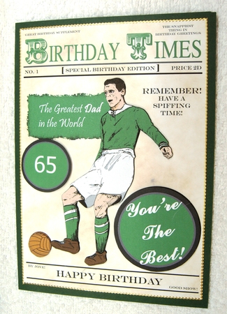 Green Vintage Footballer (dad's Birthday) - A5 by Margaret Scott