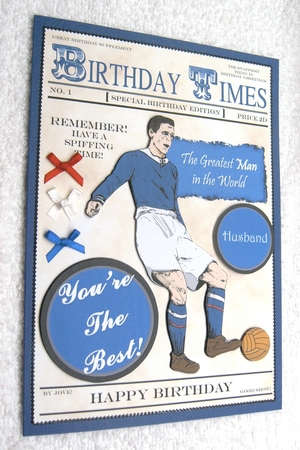 Blue Vintage Footballer (man's Birthday) - A5 by Margaret Scott