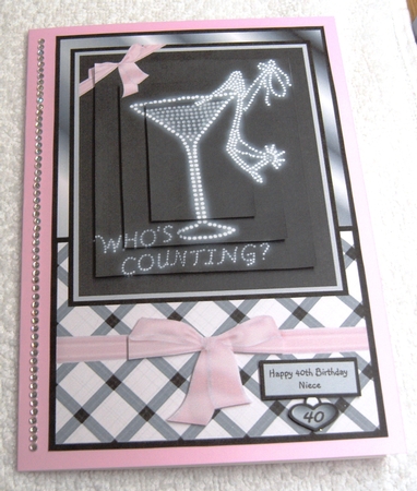 Ladies Heel Shoe in a Martini Glass Birthday Card Qs by Margaret Scott
