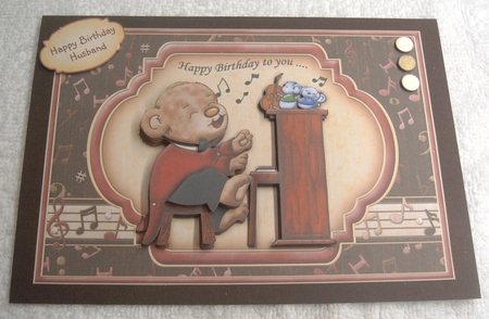 Piano Bear Card and Decoupage by Margaret Scott