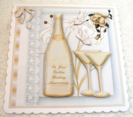 Golden Wedding Anniversary Card Topper/front by Margaret Scott