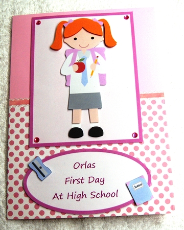 Little School Girl Card (red Hair) by Margaret Scott