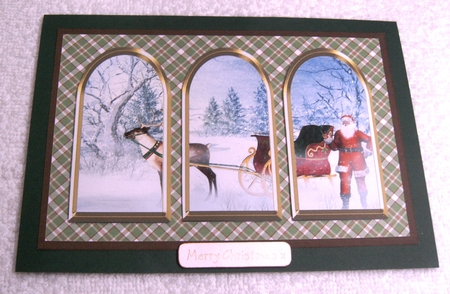 Three Arches Card - Santa and Hi Sleigh by Margaret Scott