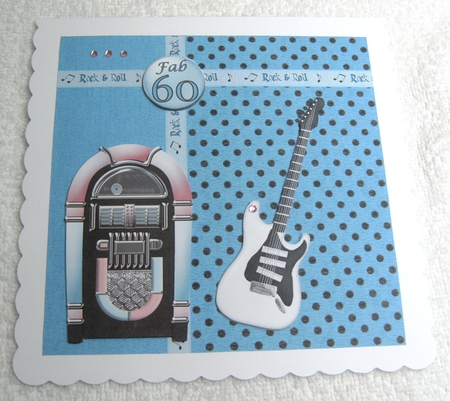 7 in Fab at Guitar & Jukebox in Teal by Margaret Scott