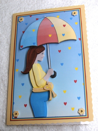 Baby Shower Rainbow Unisex Boy or Girl Decoupage Brunette Mum by Margaret Scott