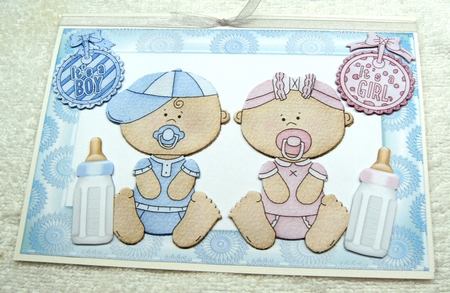Baby Boy! and Cute Baby Girl with Bottles by Margaret Scott