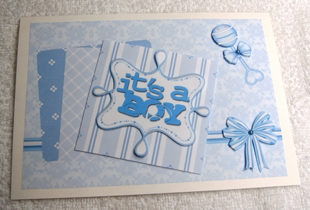 Baby Boy Card Front by Margaret Scott