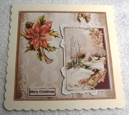 Vintage Christmas 7x7 Card with Decoupage by Margaret Scott