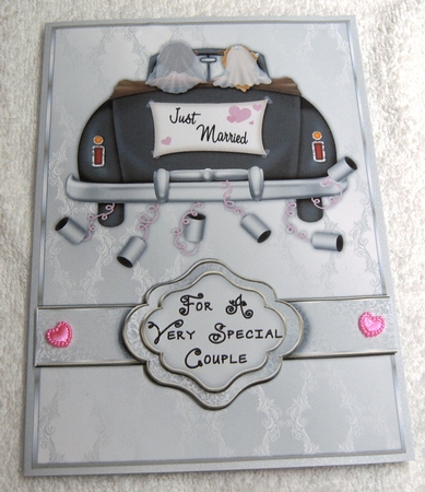 Wedding Car Couple Mrs and Mrs Wedding Card by Margaret Scott