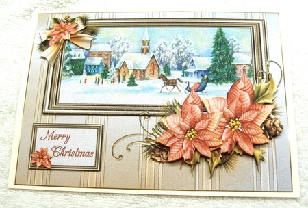 Vintage Christmas Scene with Poinsettia Mini Kit by Margaret Scott