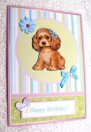 Sweet Dog Topper & Decoupage - Thank You / Birthday Card by Margaret Scott