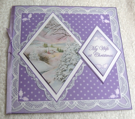 Lilac Snowscene2 Wife at Christmas 7in Double Diamond Topper by Margaret Scott