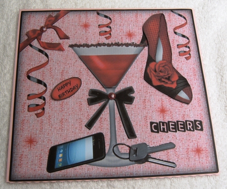 Ladies Shoe in a Martini Glass in Red Qs by Margaret Scott
