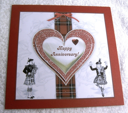 Highland Wedding or Anniversary 6" x 6" Card Topper by Margaret Scott
