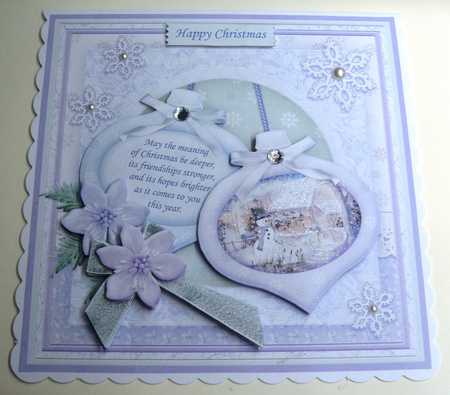 Christmas Baubles Snowman in Garden 8x8 Mini Kit & Decoupage by Margaret Scott