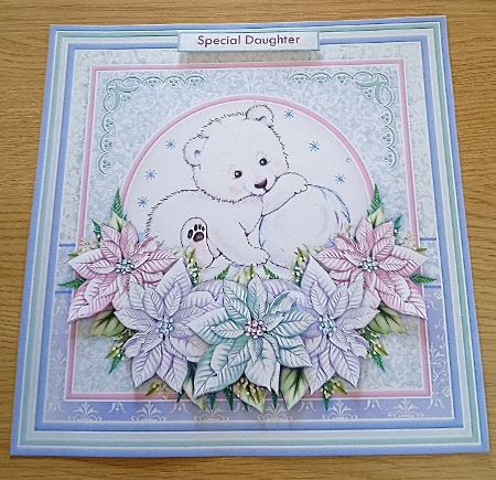 Baby Polar Bear & Poinsettia Christmas 8x Decoupage Mini Kit by Margaret Scott