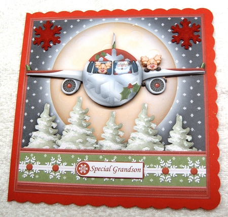 Santas Jet Plane 7.5 Christmas Decoupage Mini Kit by Margaret Scott
