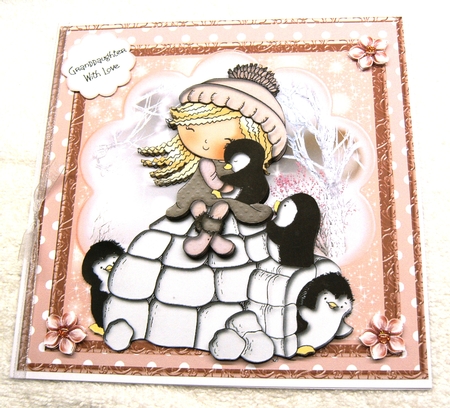 Jesses Penguin Hugs Card Front Kit by Margaret Scott