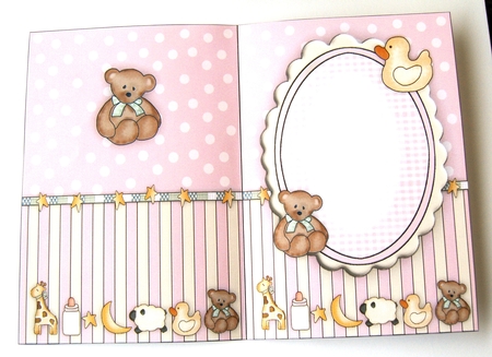 Pink New Baby Pram and Toys Blank Insert by Margaret Scott