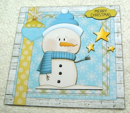 Stars Snowman Card Front Step-By-Step by Margaret Scott