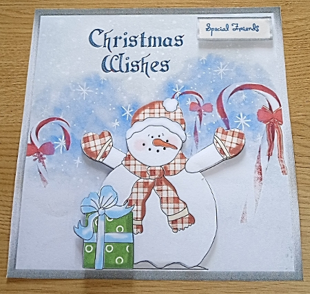 Snowman Christmas wishes 7x7 card by Margaret Scott