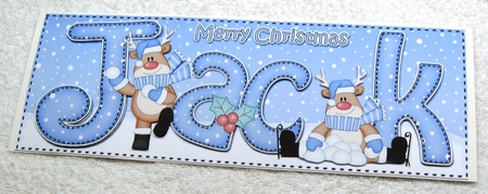 Large DL Merry Christmas JACK 3D decoupage  by Margaret Scott