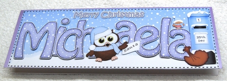 Large DL Merry Christmas MICHAELA 3D decoupage  by Margaret Scott