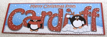 Large DL Merry Christmas from CARDIFF 3D decoupage  by Margaret Scott