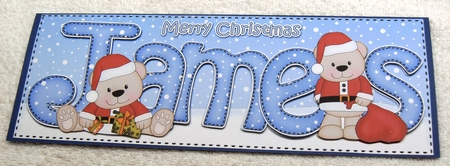 Large DL Merry Christmas JAMES 3D decoupage  by Margaret Scott