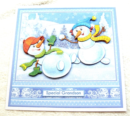 SNOW FIGHT Christmas 7.8 Decoupage & Insert Mini Kit by Margaret Scott