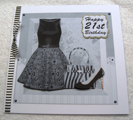 Black 21/30 fashion card front by Margaret Scott