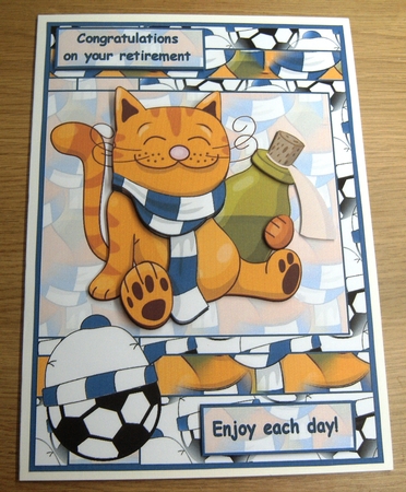Football cat A5 Dark blue by Margaret Scott