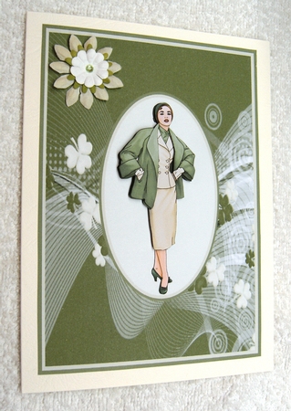 Pretty Green Clovers Card Front 3 by Margaret Scott