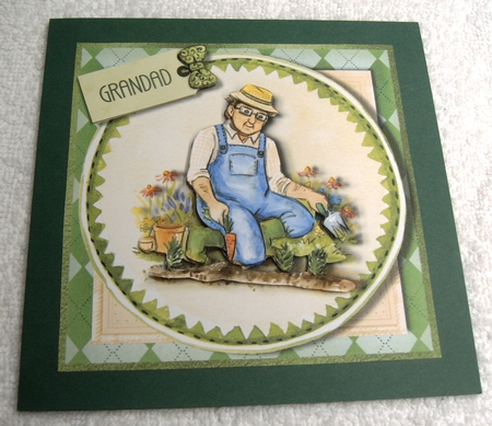 Garden themed Grandad, Dad birthday , Fathers Day card topper for 6 x 6 cardstock by Margaret Scott