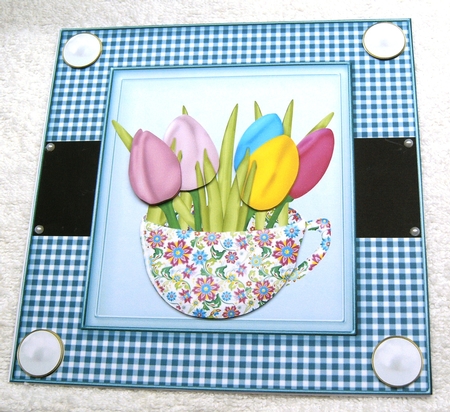 Blue tulip bowl card front by Margaret Scott