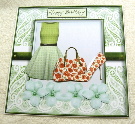 green floral fashion card front by Margaret Scott