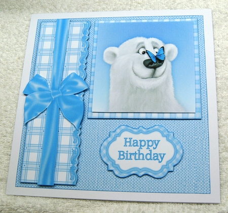 Polar Bear & Butterfly - 7.5 Inch Square Card Kit For Birthdays & Xmas Cards by Margaret Scott