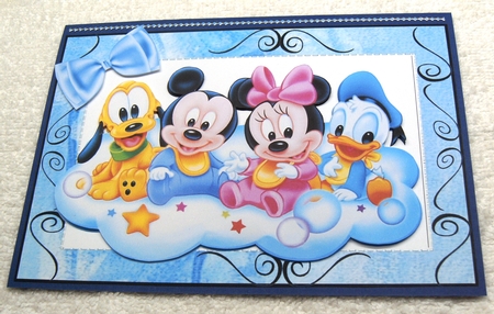 Cute little minnie babies on a cloud with bow A5  by Margaret Scott