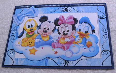 Cute little minnie babies on a cloud with bow A5 Insert by Margaret Scott