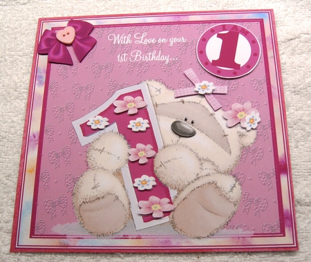 1st BIRTHDAY CUTE GIRL TEDDY by Margaret Scott