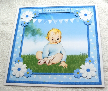 New Baby Boy Card Topper & Decoupage by Margaret Scott
