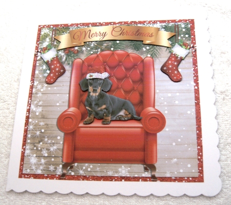 CHRISTMAS CHAIR DACHSHUND  by Margaret Scott